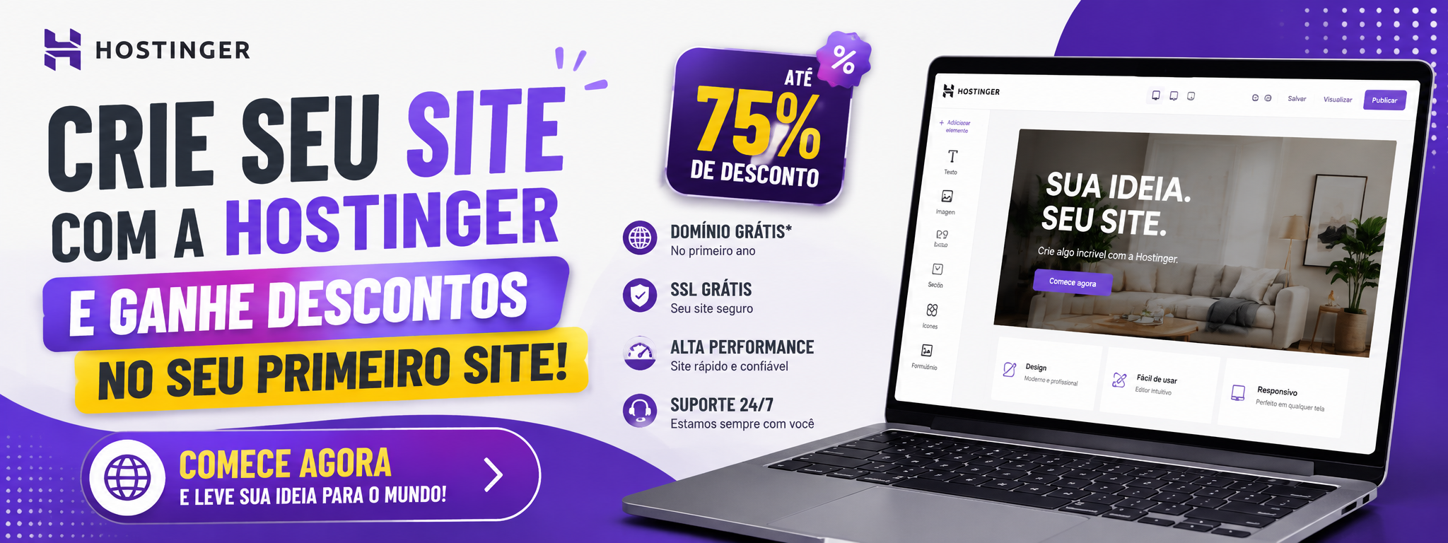 20% OFF no seu primeiro plano de site.